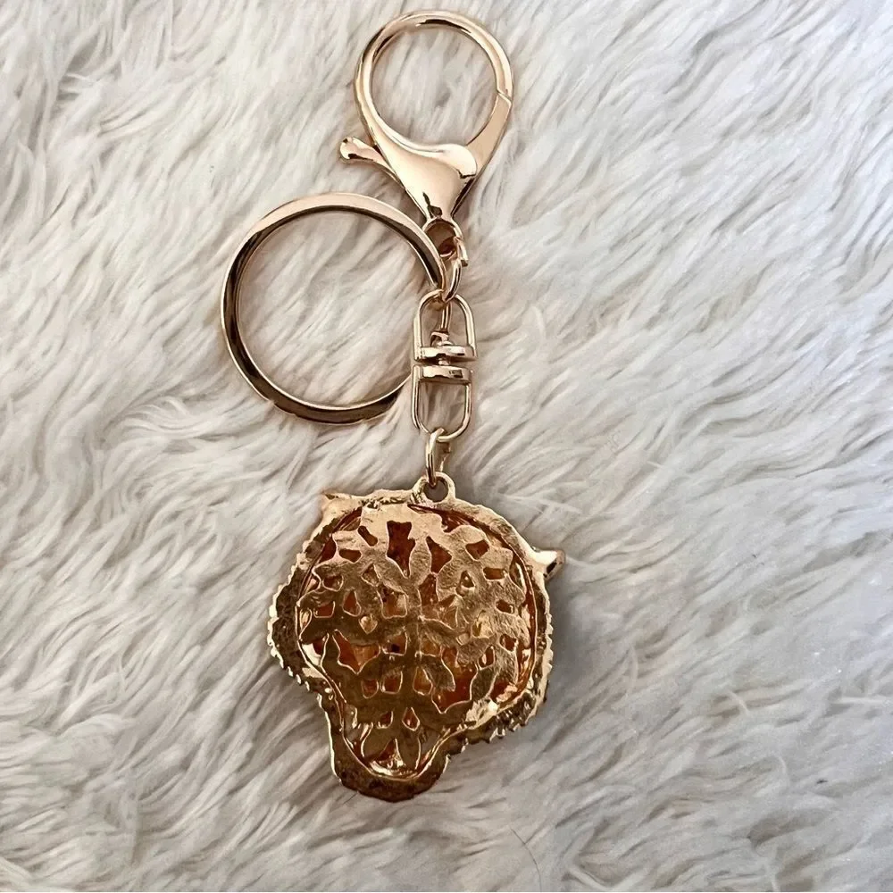 Elegant Gold Tiger Keychain Bag Charm NEW